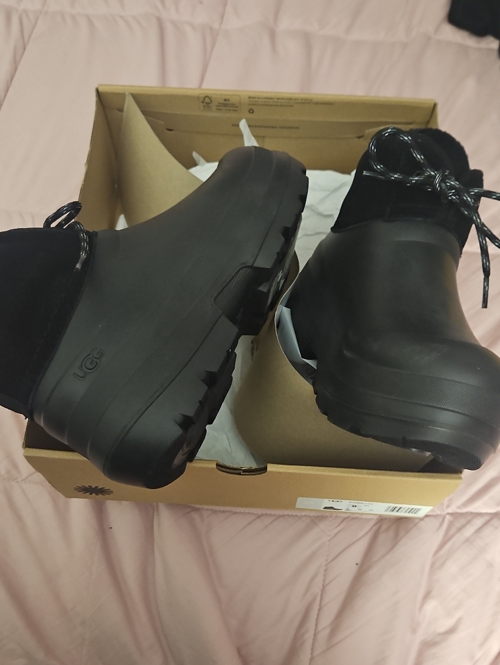UGG Women's Black Waterproof Slip-On Ankle Boot with Laces TASMAN X LACE SIZE 8